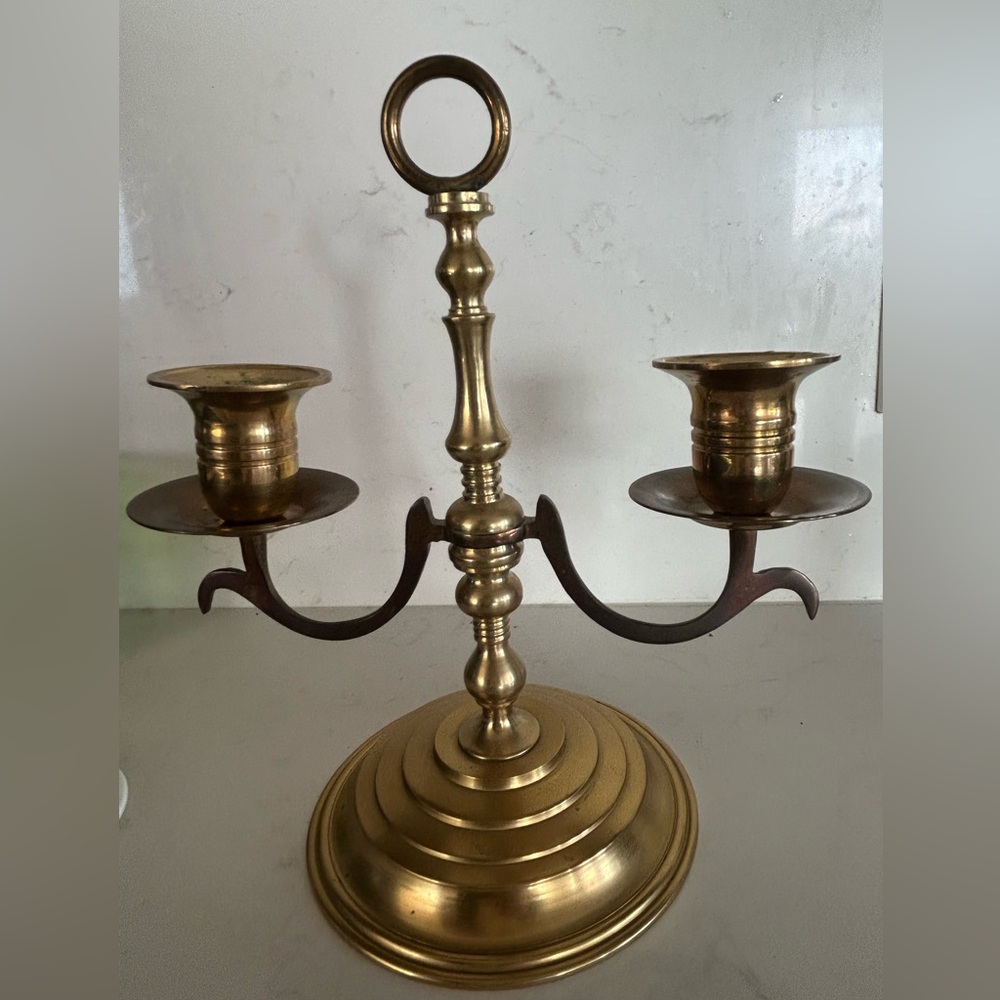 Vintage Brass Candelabra with carrying handle
